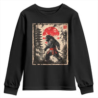 Samurai Bigfoot Youth Sweatshirt Japanese Vintage Sasquatch Graphic Ukiyo-e Art Funny - Wonder Print Shop