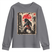 Samurai Bigfoot Youth Sweatshirt Japanese Vintage Sasquatch Graphic Ukiyo-e Art Funny - Wonder Print Shop