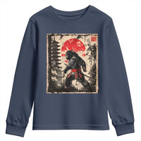 Samurai Bigfoot Youth Sweatshirt Japanese Vintage Sasquatch Graphic Ukiyo-e Art Funny - Wonder Print Shop