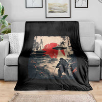 Samurai Bigfoot Throw Blanket Funny Japanese Retro Vintage Sasquatch Graphic Ukiyo-e Art - Wonder Print Shop