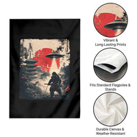 Samurai Bigfoot Garden Flag Funny Japanese Retro Vintage Sasquatch Graphic Ukiyo-e Art - Wonder Print Shop