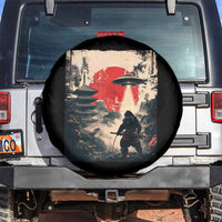 Samurai Bigfoot Spare Tire Cover Funny Japanese Retro Vintage Sasquatch Graphic Ukiyo-e Art - Wonder Print Shop