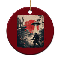 Samurai Bigfoot Ceramic Ornament Funny Japanese Retro Vintage Sasquatch Graphic Ukiyo-e Art - Wonder Print Shop