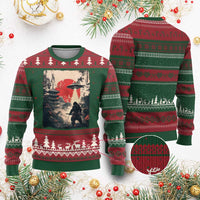 Samurai Bigfoot Ugly Christmas Sweater Funny Japanese Retro Vintage Sasquatch Graphic Ukiyo-e Art - Wonder Print Shop