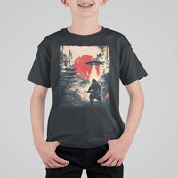 Samurai Bigfoot T Shirt For Kid Funny Japanese Retro Vintage Sasquatch Graphic Ukiyo-e Art - Wonder Print Shop