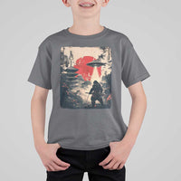 Samurai Bigfoot T Shirt For Kid Funny Japanese Retro Vintage Sasquatch Graphic Ukiyo-e Art - Wonder Print Shop