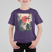 Samurai Bigfoot T Shirt For Kid Funny Japanese Retro Vintage Sasquatch Graphic Ukiyo-e Art - Wonder Print Shop
