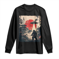 Samurai Bigfoot Long Sleeve Shirt Funny Japanese Retro Vintage Sasquatch Graphic Ukiyo-e Art - Wonder Print Shop