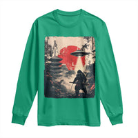 Samurai Bigfoot Long Sleeve Shirt Funny Japanese Retro Vintage Sasquatch Graphic Ukiyo-e Art - Wonder Print Shop