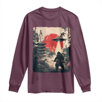 Samurai Bigfoot Long Sleeve Shirt Funny Japanese Retro Vintage Sasquatch Graphic Ukiyo-e Art - Wonder Print Shop