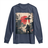 Samurai Bigfoot Long Sleeve Shirt Funny Japanese Retro Vintage Sasquatch Graphic Ukiyo-e Art - Wonder Print Shop