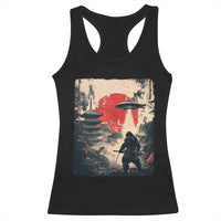 Samurai Bigfoot Racerback Tank Top Funny Japanese Retro Vintage Sasquatch Graphic Ukiyo-e Art - Wonder Print Shop