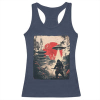Samurai Bigfoot Racerback Tank Top Funny Japanese Retro Vintage Sasquatch Graphic Ukiyo-e Art - Wonder Print Shop
