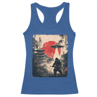 Samurai Bigfoot Racerback Tank Top Funny Japanese Retro Vintage Sasquatch Graphic Ukiyo-e Art - Wonder Print Shop