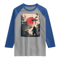 Samurai Bigfoot Raglan Shirt Funny Japanese Retro Vintage Sasquatch Graphic Ukiyo-e Art - Wonder Print Shop
