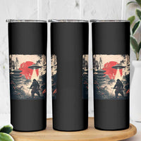 Samurai Bigfoot Skinny Tumbler Funny Japanese Retro Vintage Sasquatch Graphic Ukiyo-e Art - Wonder Print Shop