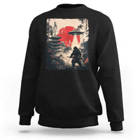 Samurai Bigfoot Sweatshirt Funny Japanese Retro Vintage Sasquatch Graphic Ukiyo-e Art - Wonder Print Shop