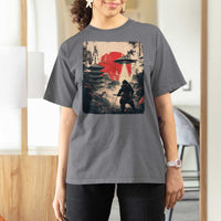 Samurai Bigfoot T Shirt For Women Funny Japanese Retro Vintage Sasquatch Graphic Ukiyo-e Art - Wonder Print Shop