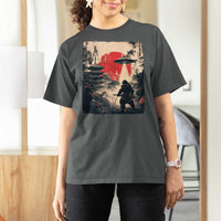 Samurai Bigfoot T Shirt For Women Funny Japanese Retro Vintage Sasquatch Graphic Ukiyo-e Art - Wonder Print Shop