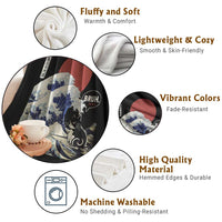 Japanese Kawaii Anime Cat Throw Blanket Funny Surfing Cat Bruh Retro The Great Wave Kanagawa - Wonder Print Shop