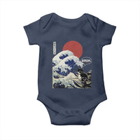 Japanese Kawaii Anime Cat Baby Onesie Funny Surfing Cat Bruh Retro The Great Wave Kanagawa - Wonder Print Shop