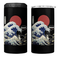 Japanese Kawaii Anime Cat 4 in 1 Can Cooler Tumbler Funny Surfing Cat Bruh Retro The Great Wave Kanagawa - Wonder Print Shop