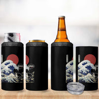 Japanese Kawaii Anime Cat 4 in 1 Can Cooler Tumbler Funny Surfing Cat Bruh Retro The Great Wave Kanagawa - Wonder Print Shop