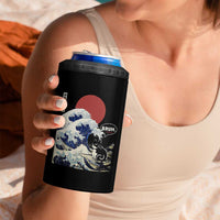Japanese Kawaii Anime Cat 4 in 1 Can Cooler Tumbler Funny Surfing Cat Bruh Retro The Great Wave Kanagawa - Wonder Print Shop