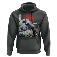 Japanese Kawaii Anime Cat Hoodie Funny Surfing Cat Bruh Retro The Great Wave Kanagawa - Wonder Print Shop