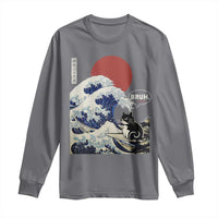 Japanese Kawaii Anime Cat Long Sleeve Shirt Funny Surfing Cat Bruh Retro The Great Wave Kanagawa - Wonder Print Shop