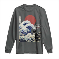 Japanese Kawaii Anime Cat Long Sleeve Shirt Funny Surfing Cat Bruh Retro The Great Wave Kanagawa - Wonder Print Shop