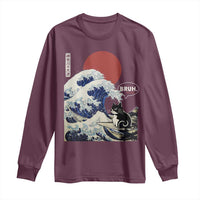 Japanese Kawaii Anime Cat Long Sleeve Shirt Funny Surfing Cat Bruh Retro The Great Wave Kanagawa - Wonder Print Shop
