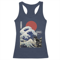Japanese Kawaii Anime Cat Racerback Tank Top Funny Surfing Cat Bruh Retro The Great Wave Kanagawa - Wonder Print Shop