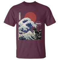 Japanese Kawaii Anime Cat T Shirt Funny Surfing Cat Bruh Retro The Great Wave Kanagawa - Wonder Print Shop