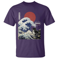 Japanese Kawaii Anime Cat T Shirt Funny Surfing Cat Bruh Retro The Great Wave Kanagawa - Wonder Print Shop