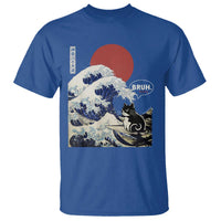 Japanese Kawaii Anime Cat T Shirt Funny Surfing Cat Bruh Retro The Great Wave Kanagawa - Wonder Print Shop