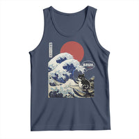 Japanese Kawaii Anime Cat Tank Top Funny Surfing Cat Bruh Retro The Great Wave Kanagawa - Wonder Print Shop