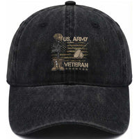 US Army Veteran Flag Washed Cotton Baseball Cap