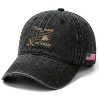 US Army Veteran Flag Washed Cotton Baseball Cap