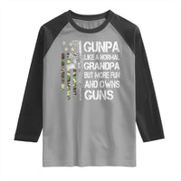 Gunpa Raglan Shirt Guns Grandpa More Fun Camo American Flag USA Camouflage