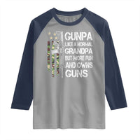 Gunpa Raglan Shirt Guns Grandpa More Fun Camo American Flag USA Camouflage