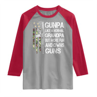 Gunpa Raglan Shirt Guns Grandpa More Fun Camo American Flag USA Camouflage