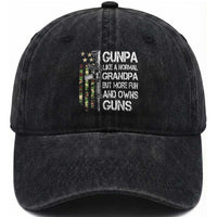 Gunpa Washed Cotton Baseball Cap Guns Grandpa More Fun Camo American Flag USA Camouflage