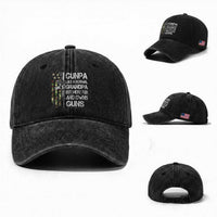 Gunpa Washed Cotton Baseball Cap Guns Grandpa More Fun Camo American Flag USA Camouflage
