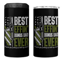 Best Effin’ Bonus Dad Ever 4 in 1 Can Cooler Tumbler Step Dad Gun American Flag