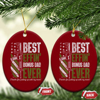 Best Effin’ Bonus Dad Ever Ceramic Ornament Step Dad Gun American Flag - Wonder Print Shop