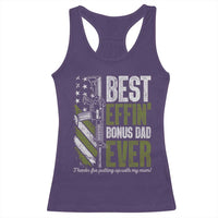 Best Effin’ Bonus Dad Ever Racerback Tank Top Step Dad Gun American Flag