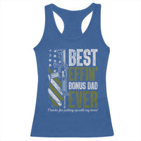 Best Effin’ Bonus Dad Ever Racerback Tank Top Step Dad Gun American Flag