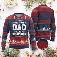 Funny Step Dad Knitted Sweatshirt I Have Two Titles Dad And Step-Dad - Wonder Print Shop