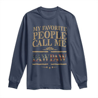Funny Grandpa Long Sleeve Shirt My Favorite People Call Me Pop Pop Retro American Flag